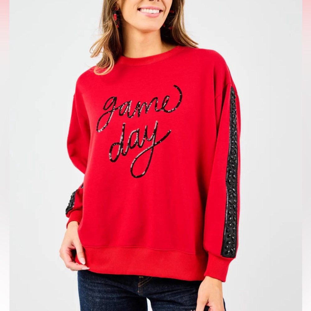 Mary Square Sarah Game Day Sweatshirt • Red/Black
